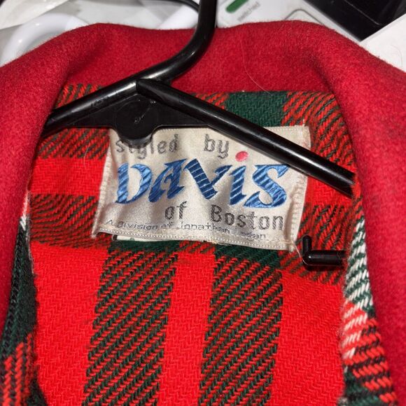 VTG Davis Of Boston Women’s L-XL Red Wool Trench Overcoat Flannel Lined Ski - Picture 11 of 16